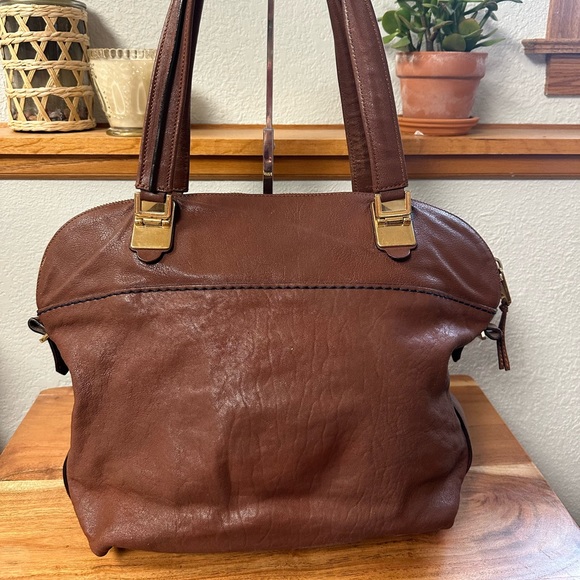 Chloe Iconic Angie Brown Leather Satchel Tote - Picture 2 of 7